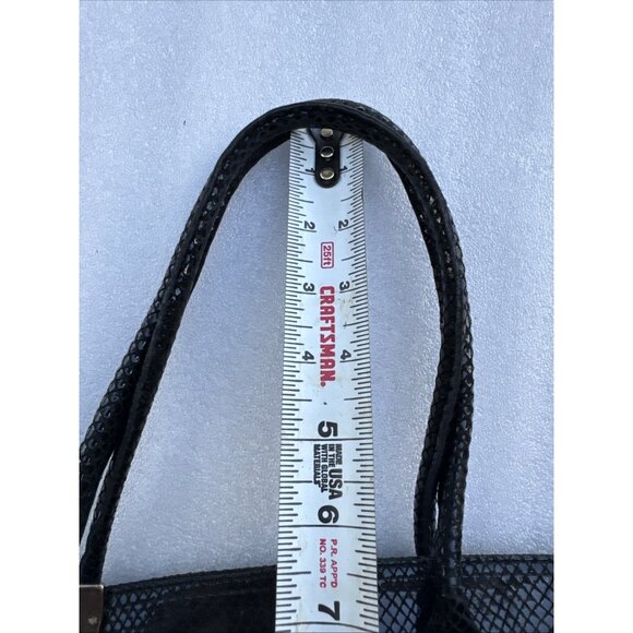 Stuart Weitzman Black Snake Embossed Leather Shoulder Bag W/Double Straps - Picture 10 of 10